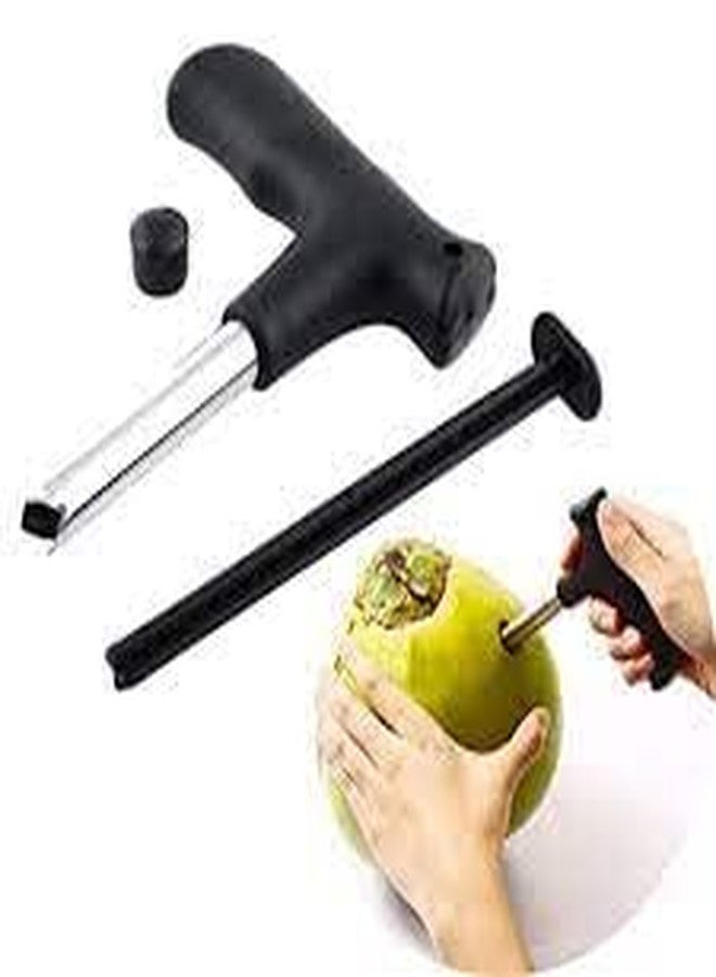 ImegaZ Tender Coconut Opener Stainless Steel Drill Cutter Peeler with Cleaner Stick Coconut Tool Pack of 2 - Image 3